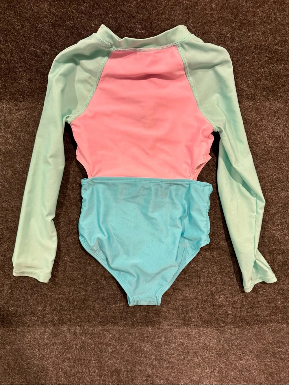 Justice Girls' Colorblock One-Piece Swimsuit - Mint, Pink, Aqua